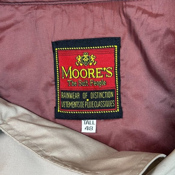 Vintage 80s Moores Men's 48 Trench Coat Grey Waterproof w/ Warm Removable Lining - Picture 3 of 13